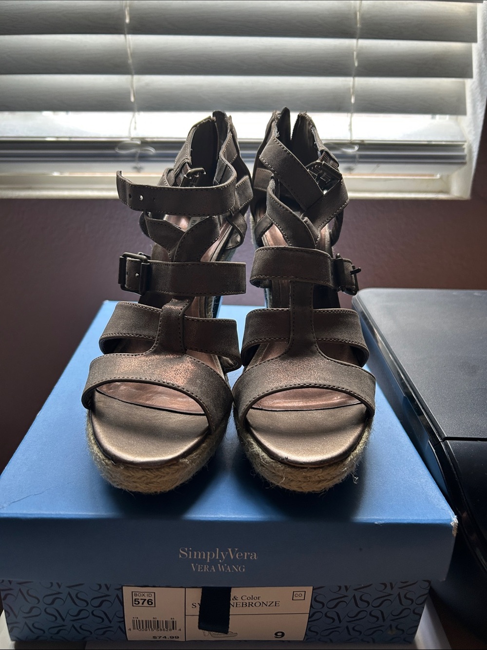 Simply Vera Vera Wang Brown Strappy Wedge Sandals